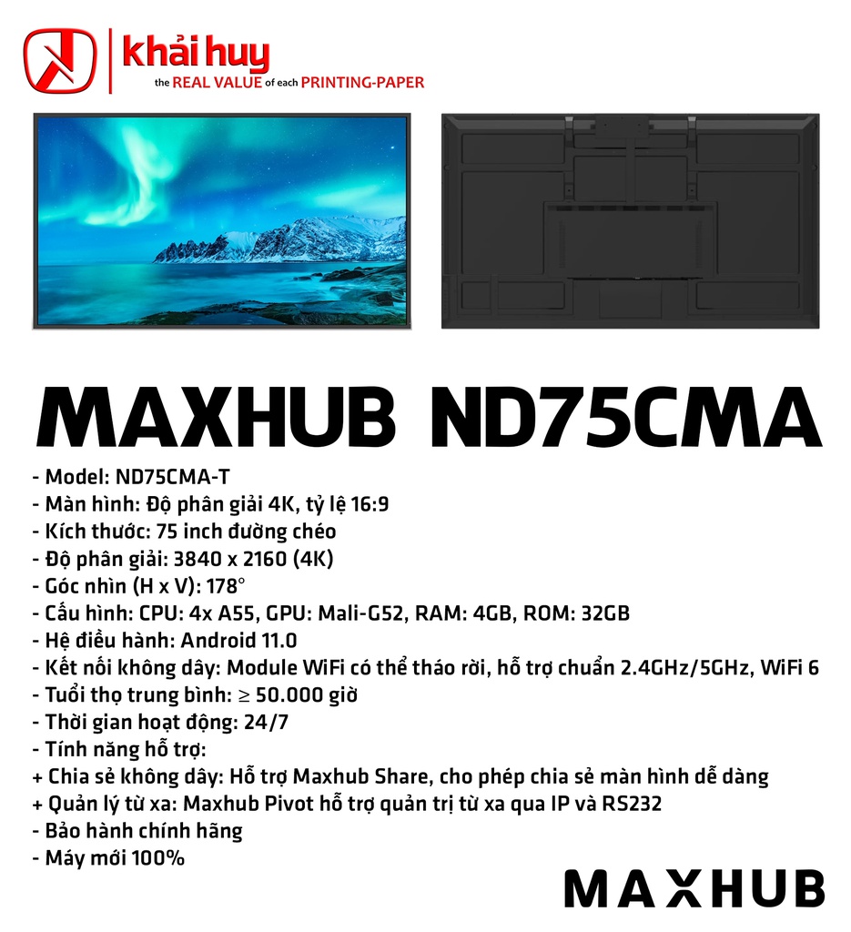 MÀN HÌNH HIỂN THỊ MAXHUB ND75CMA