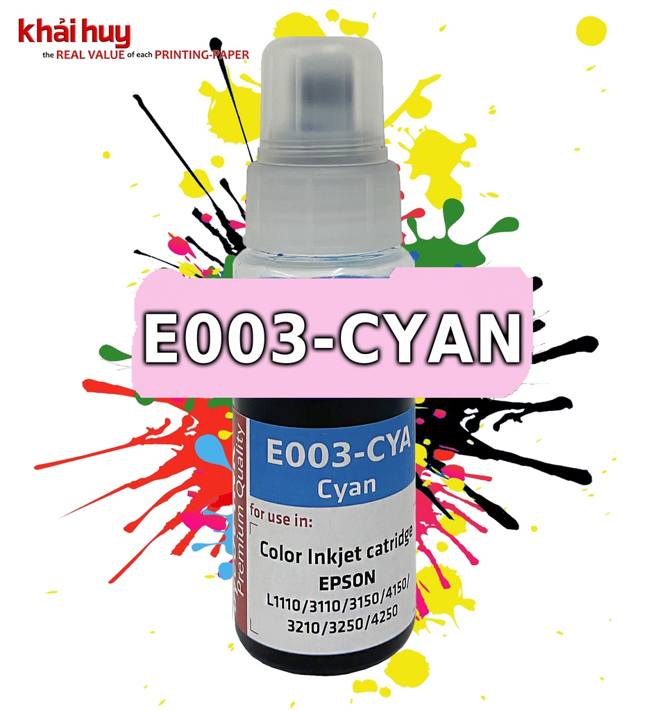 Mực nạp nước KMAX E003CYA-03 (70ml, cyan, dyeUV) - Dùng cho hộp mực máy in phun L1110/ L3210/ L3250