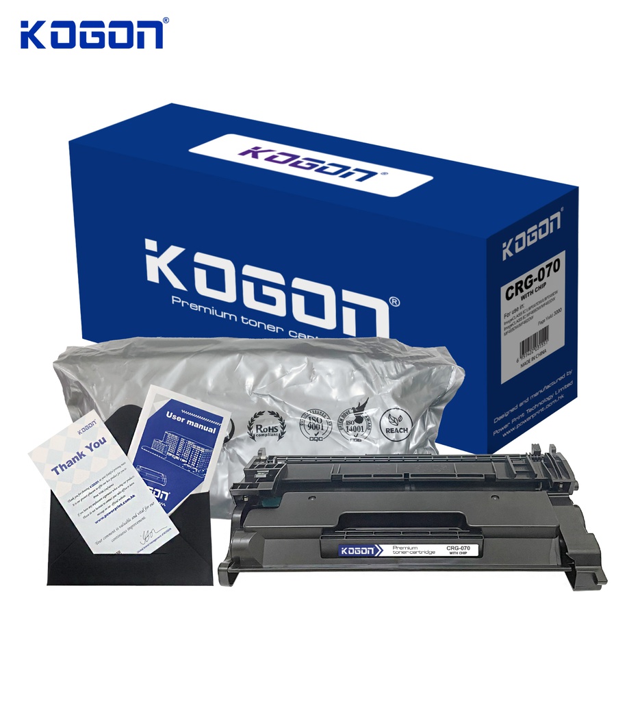 Hộp mực in laser KOGON W1480A/W1490A/CRG-070 (3K, black, có chíp) - Dùng cho máy LBP 243dw/ 246dw