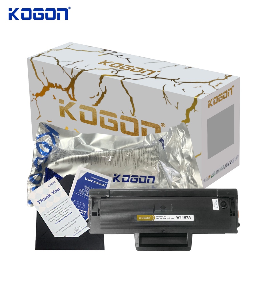 Hộp mực in laser KOGON PLATINUM W1107A (1K, black, có chíp) - Dùng cho máy 107a/ MFP 135a/ 137fnw