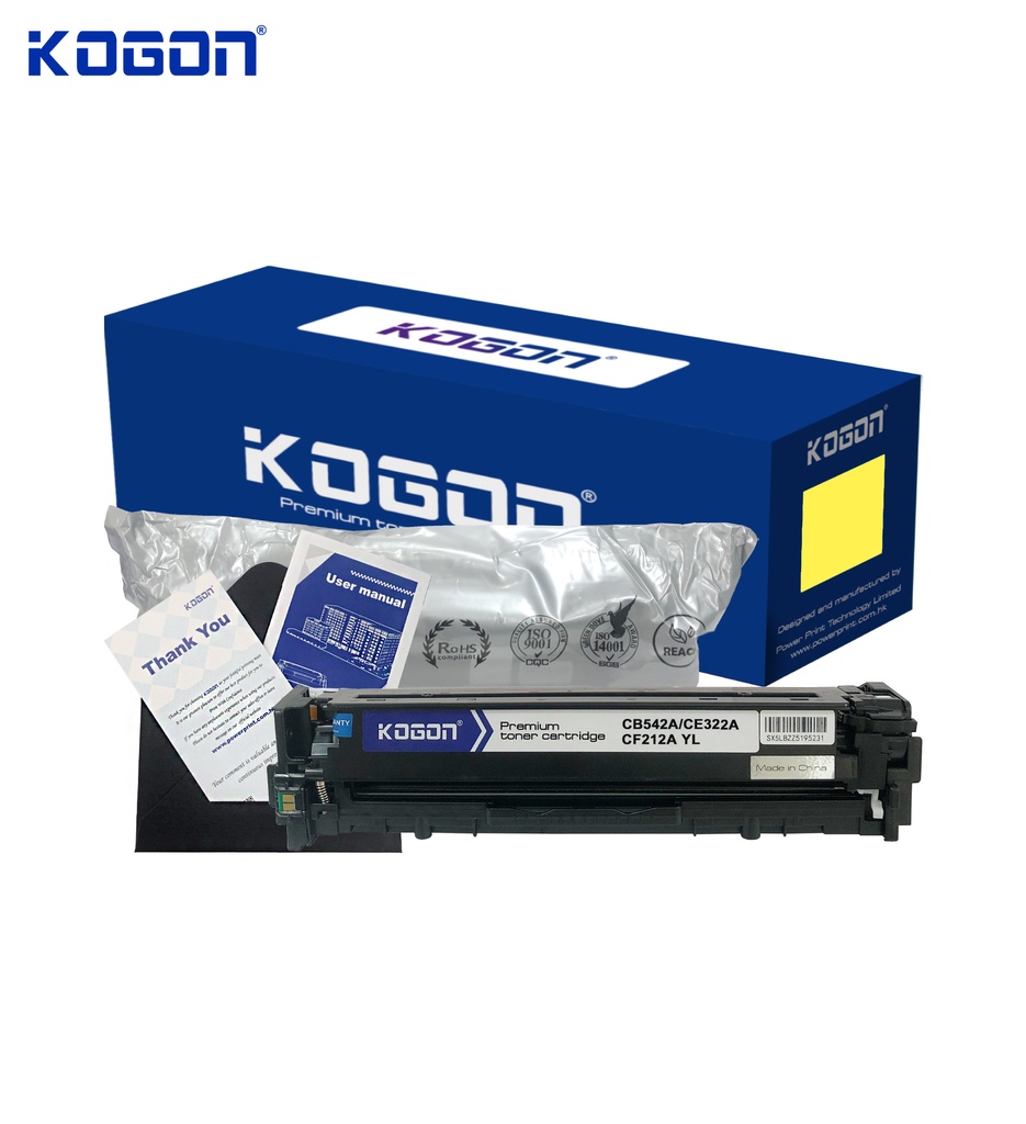 Hộp mực in laser KOGON CB542A/CE322A/CF212A Universal (1.8K, yellow, có chíp) - Dùng cho máy CP1215/ 1510/ 1518