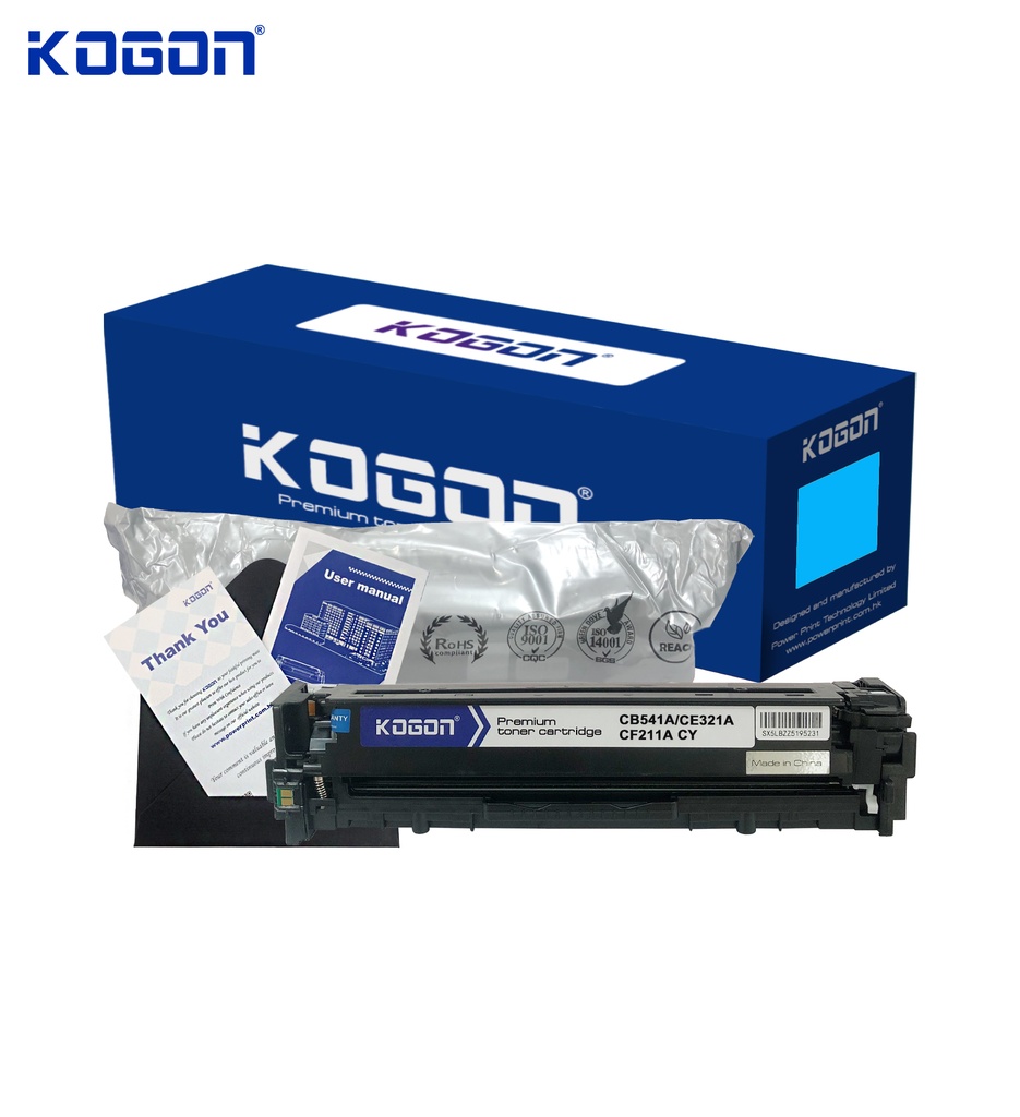 Hộp mực in laser KOGON CB541A/CE321A/CF211A Universal (1.8K, cyan, có chíp) - Dùng cho máy CP1215/ 1510/ 1518