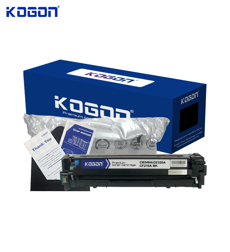 Hộp mực in laser KOGON CB540A/CE320A/CF210A Universal (2.2K, black, có chíp) - Dùng cho máy CP1215/ 1510/ 1518