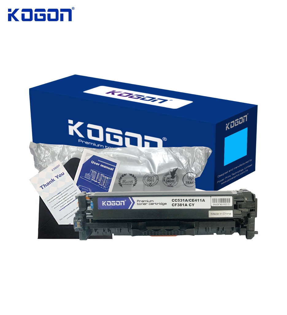 Hộp mực in laser KOGON CC531A/CE411A/CF381A Universal (2.8K, cyan, có chíp) - Dùng cho máy CP2020/ 2025
