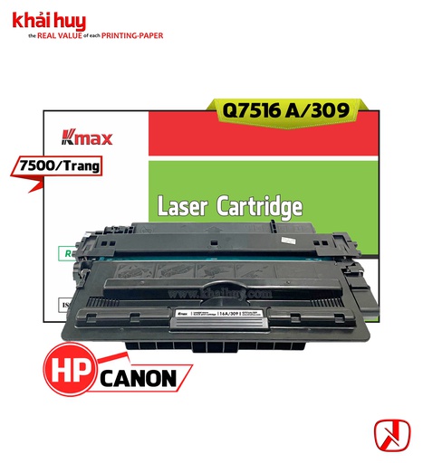 [HMUCLSR1551/110] Hộp mực in laser KMAX Q7516A/CRG-309/509/709 Universal (10K, black, có chíp) - Dùng cho máy 5200 * LBP 3500/ 3900