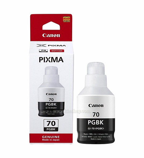 [MNAPPHU1561/63] Mực nạp nước CANON GI70PGBK-3388C001AA (170ml, black, chính hãng) - Dùng cho hộp mực máy in phun G6070/ G5070/ GM2070