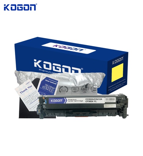 [HMUCLSR1561/407] Hộp mực in laser KOGON CC532A/CE412A/CF382A Universal (2.8K, yellow, có chíp) - Dùng cho máy CP2020/ 2025